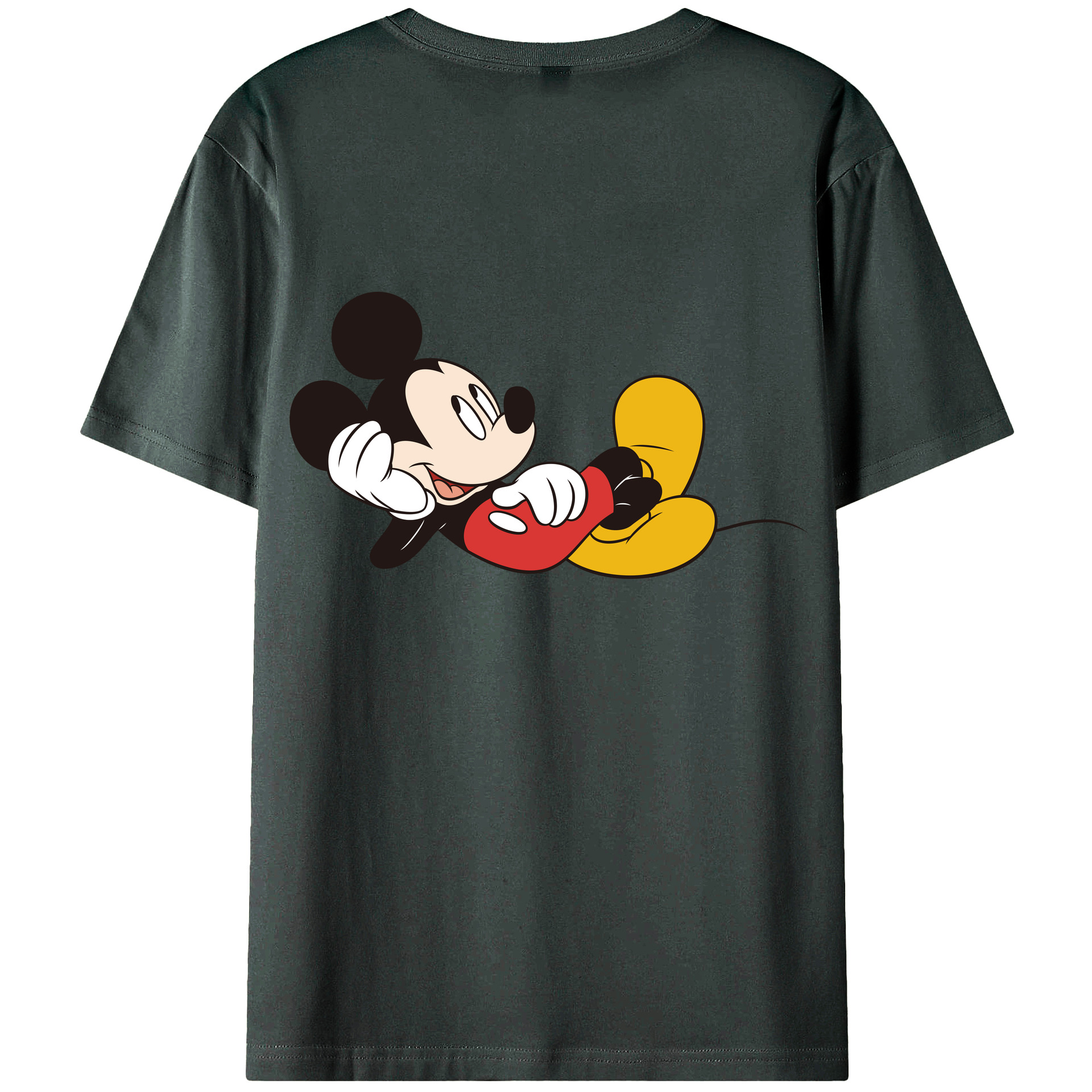ミッキーマウス Mickey Mouse 綿100％ メンズ半袖Tシャツ（バックプリント） 通気性